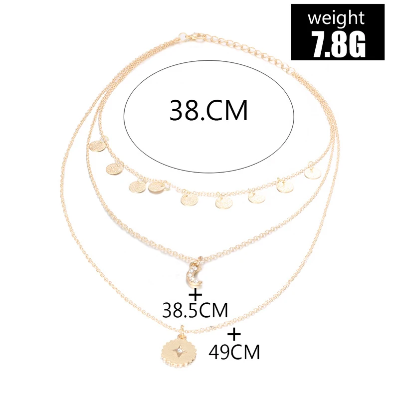 

Fashion multi-layered bohemian necklace moon sun shape pendant jewelry for women girls jewelry ornaments
