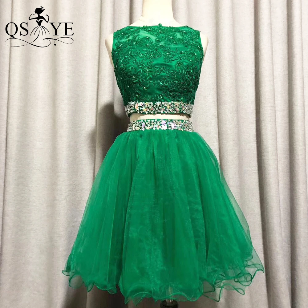 Фото Сетчатое летнее короткое зеленое платье для встречи выпускников QSYYE кружевное