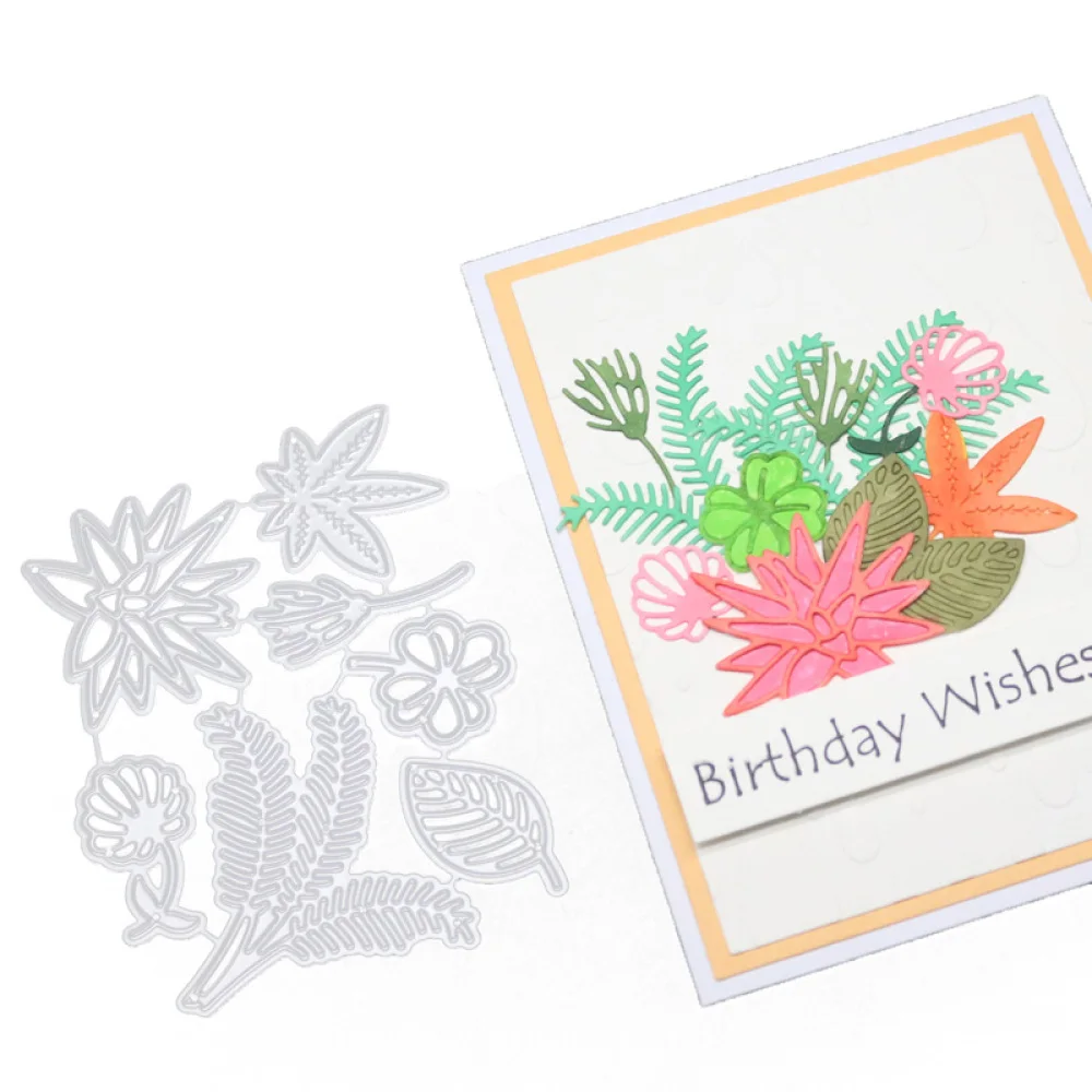 

Flower Leaf Metal Cutting Die Mold Punch Stencil Birthday Background Template for DIY Scrapbooking Paper Album Photo Card Making