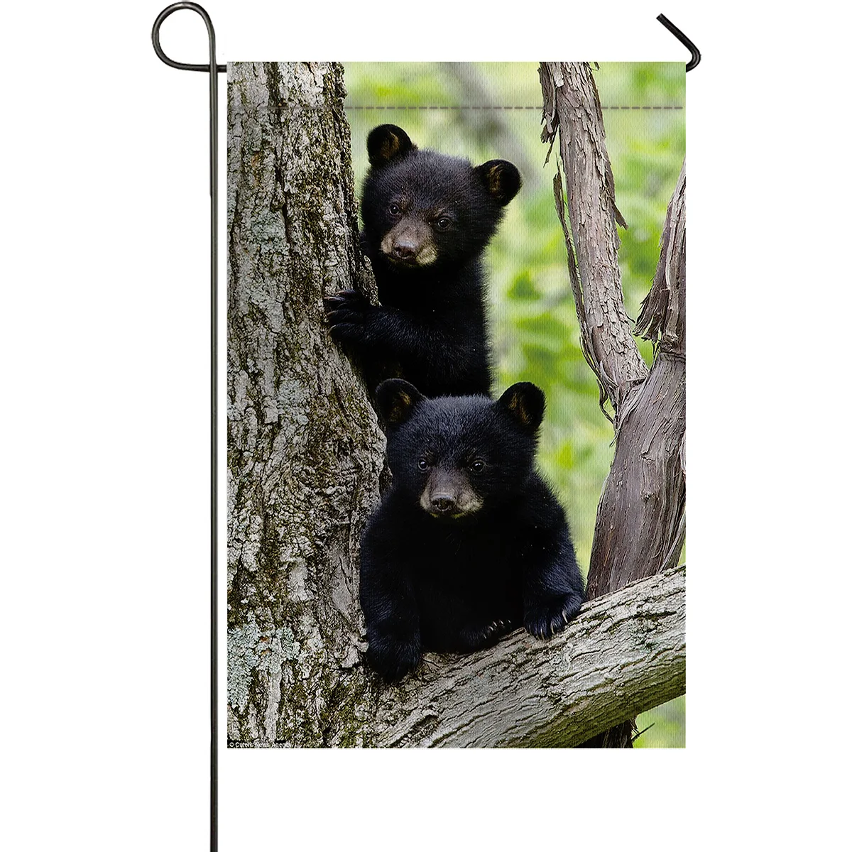Садовый флаг маленький черный медведь животное дерево дом двухсторонний
