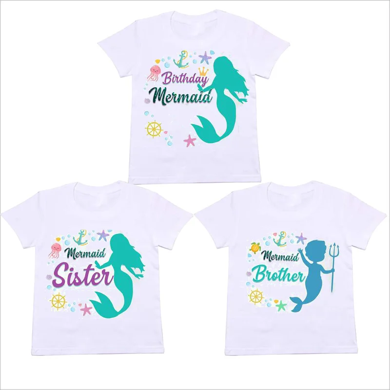 

Under The Sea Ocean Mermaid theme 1st 2nd 3rd 4th 5th 6th 7th 8th 9th 10th Birthday decoration Brother sister Shirt gift present