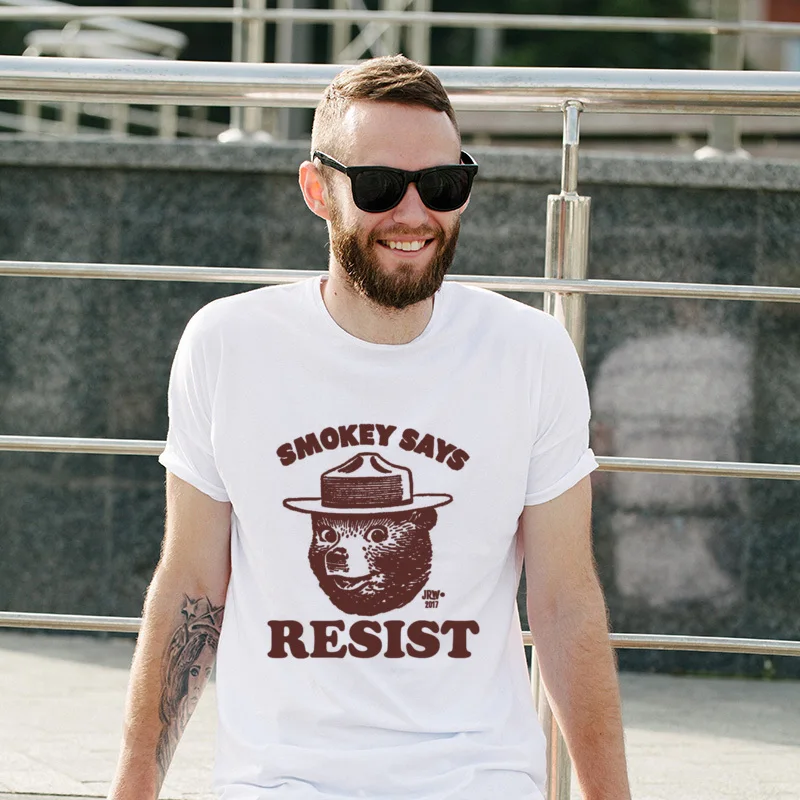 

Lovers Day Smokey Says Resist Prevalent Special Tops Fitness Tight Summer Tee-Shirts Hip hop Simple Style Tee Shirts