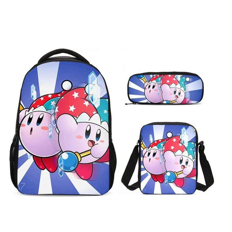 Kawaii Hoshino Kirby 3D принт студенческий рюкзак 3 шт./компл. мужские повседневные школьные