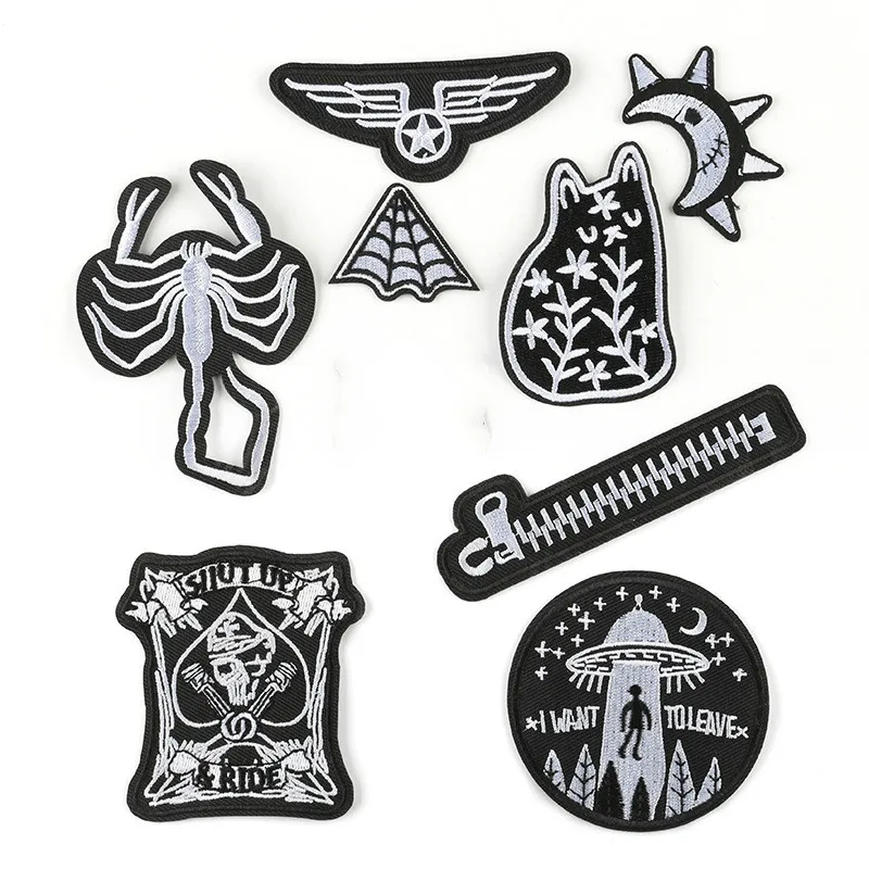 Новое поступление черно белые нашивки на молнии для одежды термоклейкие полосы