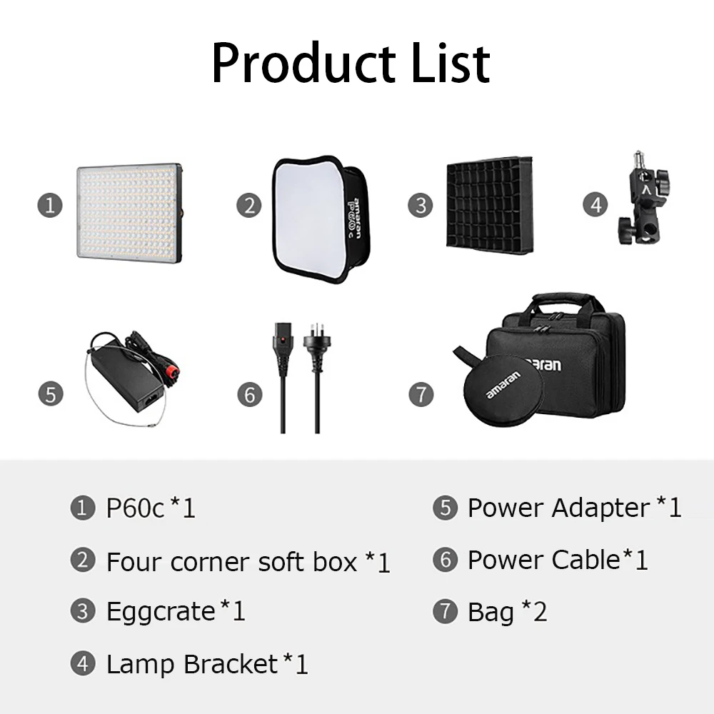 P60x Bi-color LED Panel Photography Light 2500K-7500K Suitable Sidus Link App P60c RGBWW Full-color Aputure Amaran | Электроника