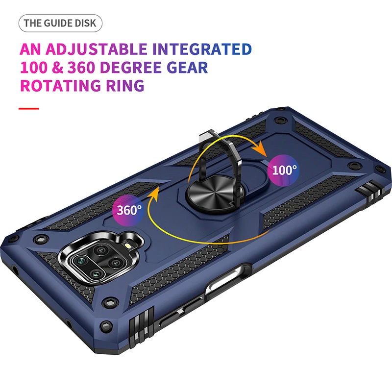Armor Magnetic Metal Case For Xiaomi Redmi Note 10 9 X3 9c 9s 8T 8 7 Poco M3 11 F3 9A 7A K40 9T Pro Max 5G Shockproof Ring Cover