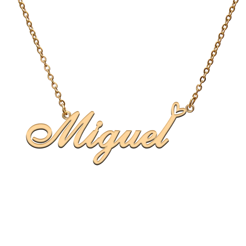 

God with Love Heart Personalized Character Necklace with Name Miguel for Best Friend Jewelry Gift