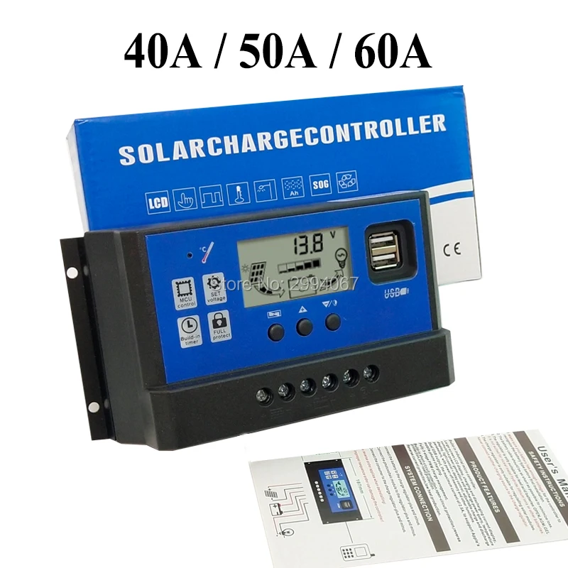 60A 50A 40A 30A 20A 10A 12V 24V Авто Панели солнечные Батарея Зарядное устройство контроллер