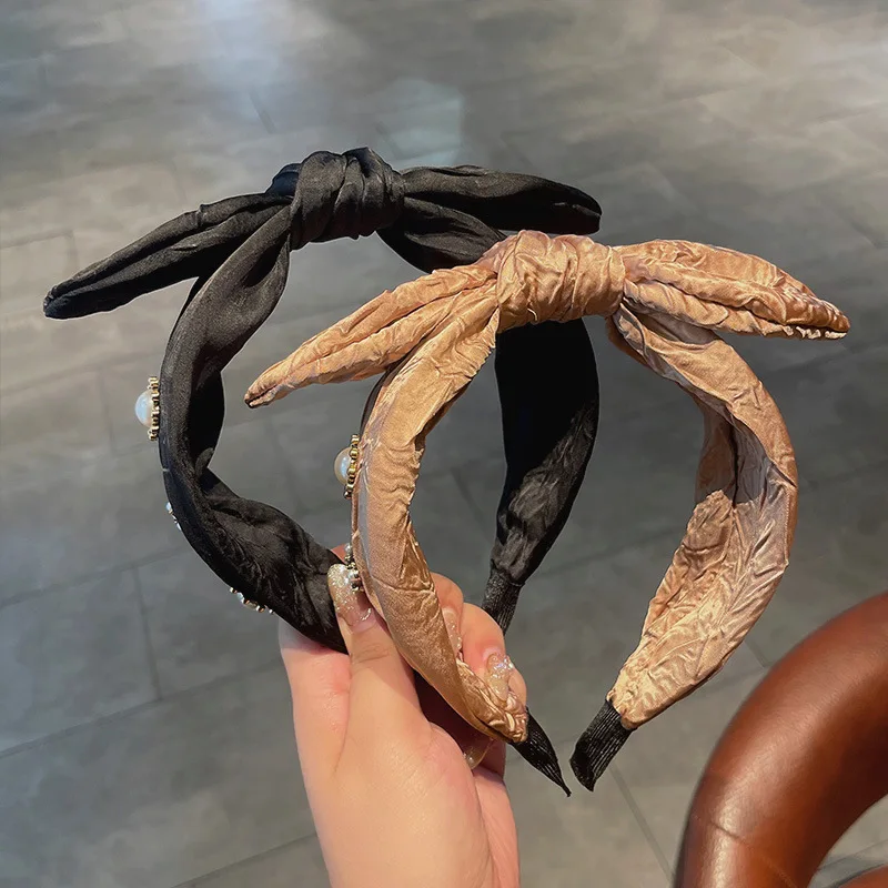 

Fashion Women Girls Solid Bezel Vintage Hairband Headband Female Girls Korean Fashion Simplicity Bow Hair Accessories Headwear