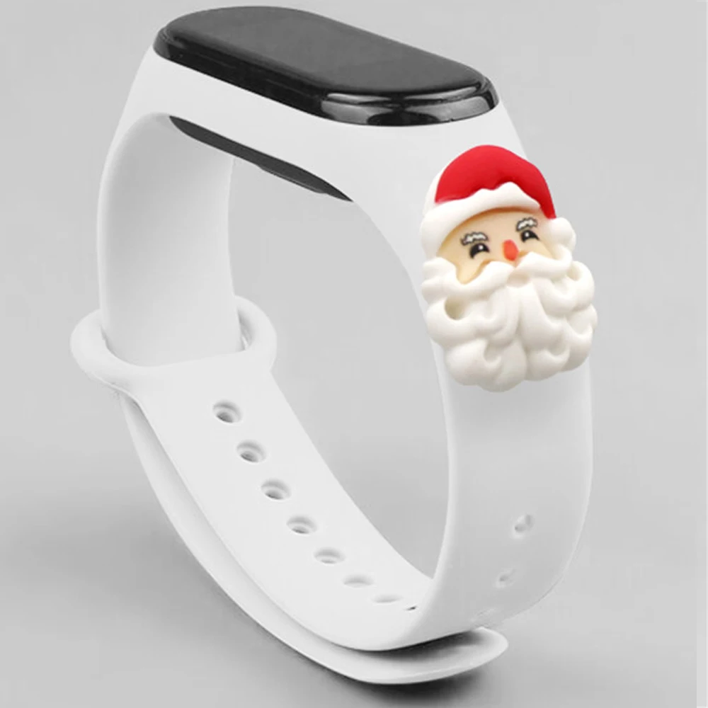 

Christmas Silicone Strap For Xiaomi Mi Band 6 5 4 3 Soft Sports Replacement Watchbands For Mi Band 4 5 6 Santa Claus Snowman Elk