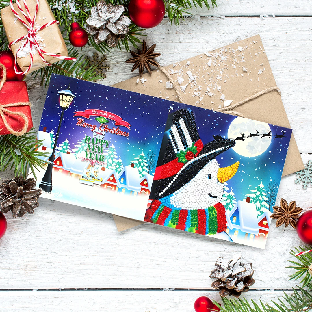 8 шт. Детские открытки с рисунком деда мороза|Алмазная мозаика и вышивка| |