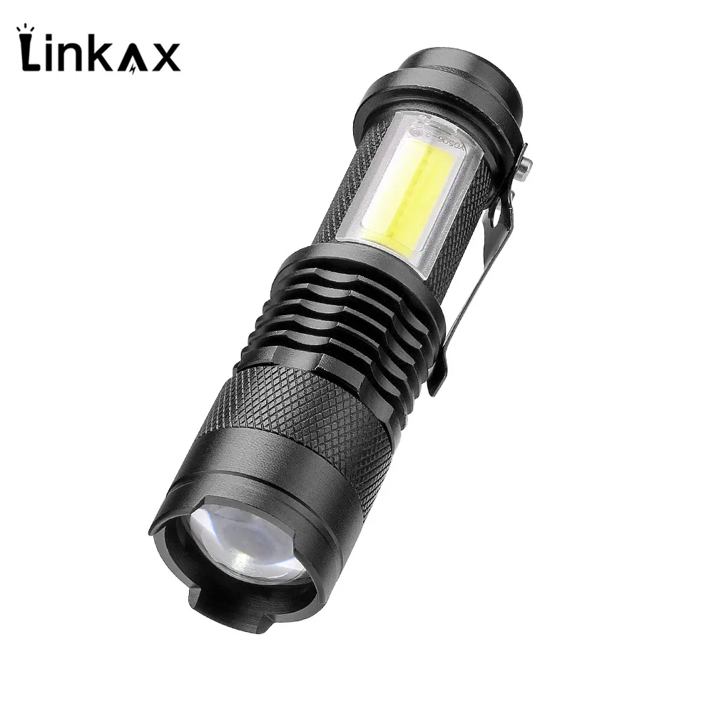 Портативный 3800LM XML Q5 + COB светодиодный фонарик мини ZOOM torchflashlight использование AA 14500