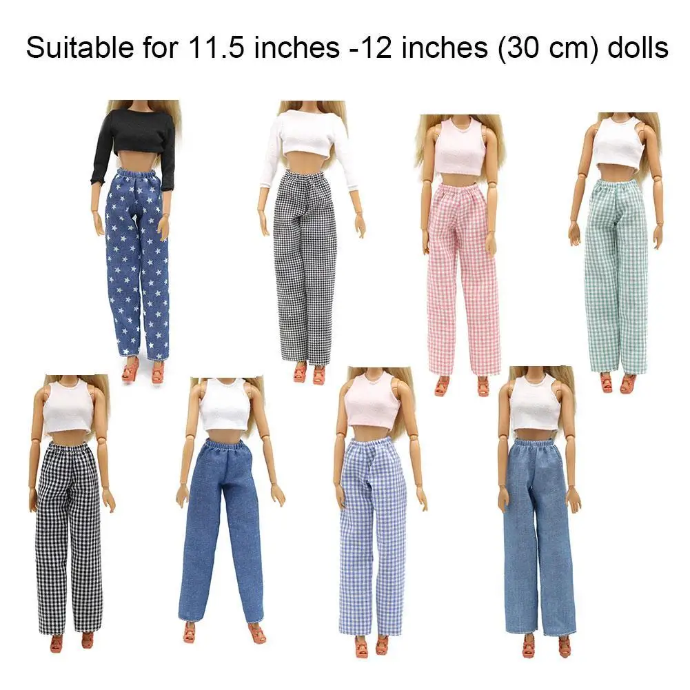 

29cm Doll Princess Denim Loose Trousers Sleeveless T-shirt Love Jeans Suitable For 11.5 Inches -12 Inches (30 Cm) Dolls