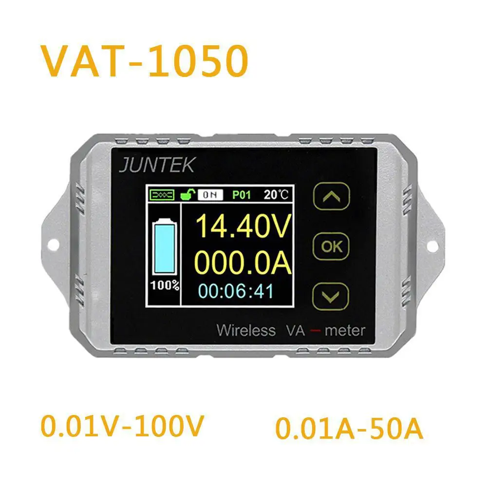 Беспроводной измеритель напряжения и тока Juntek VAT1050 100 В 50 А для мониторинга