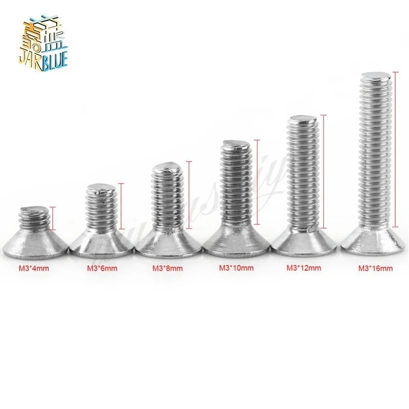 300 шт./набор M3 304 нержавеющая сталь гексагональная головка со сниженной шестигранной впадиной DIN7991 на винтах с плоской головкой Аллен.