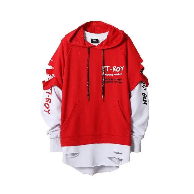 Толстовка мужская с капюшоном и надписью уличный пуловер свитшот модная уличная