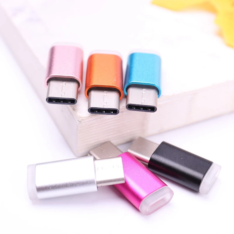 

Mobile Phone Accessories Data Cable Conversion Head Colorful USB-C Type-C Adapter Male Connector to Micro USB Female Converter