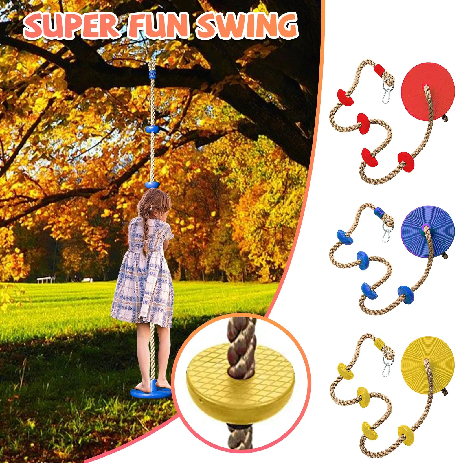 

Climbing Rope With Platforms And Disc Swing Seat - Playground Accessories