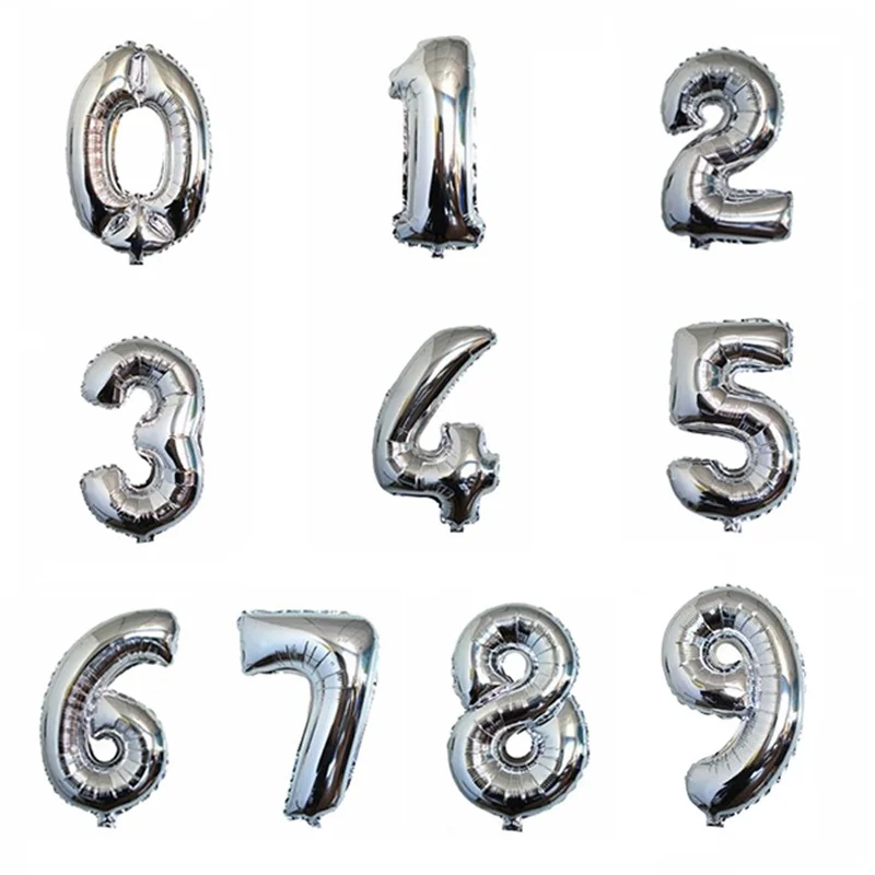 16 дюймов фольга номер шары латексные серебро/золото воздушный шар Globos с днем