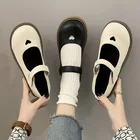 Женские туфли с ремешком на щиколотке, черные туфли на платформе, черные туфли на плоской подошве, 2021 г, для весны, 8936