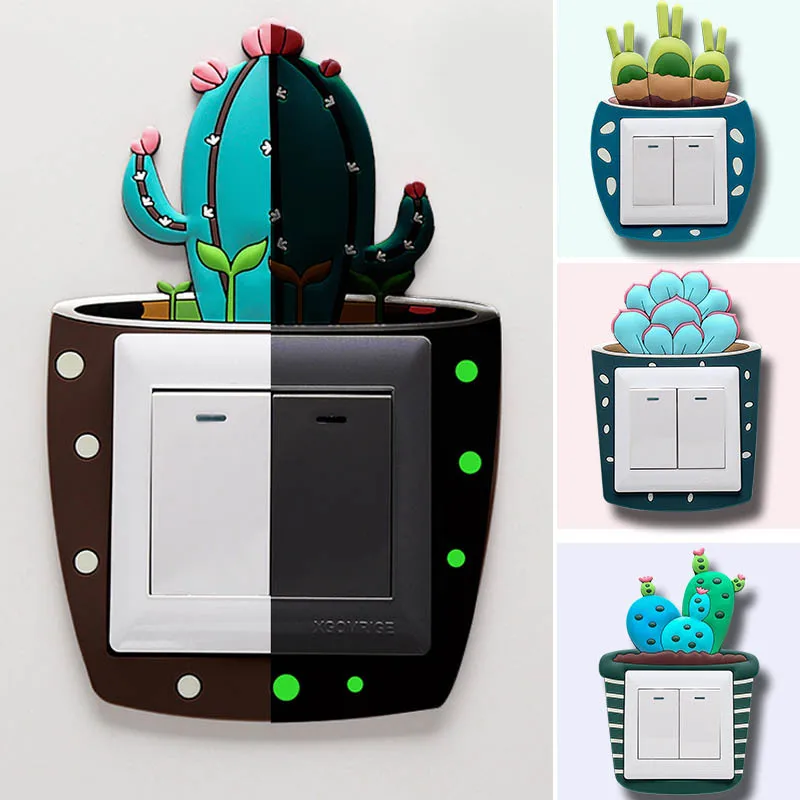 1 шт. мультяшная 3D светящаяся наклейка на выключатель настенные наклейки для