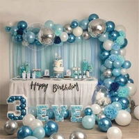 93pcs blue white silver metal balloon garland arch wedding event party baby shower birthday decor kids adult