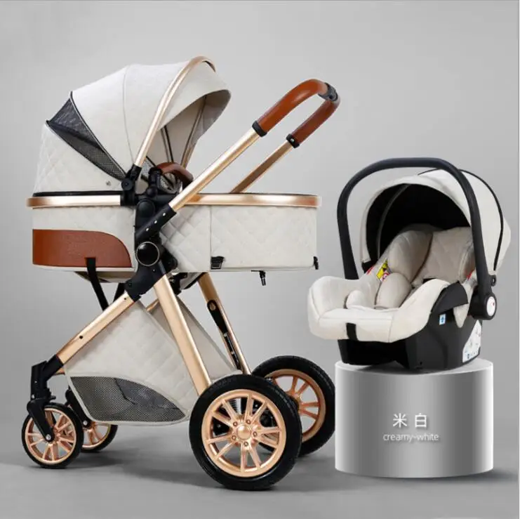 

Multi-functional 3 in 1 Baby Stroller With Car Seat High landscape Can Sit Reclining Light Folding Two-way Design Baby Pram