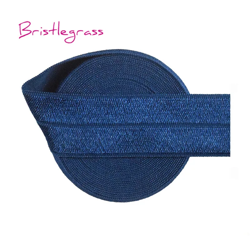 Light Navy BRISTLEGRASS 5 ярдов " 25 мм твердые блестящие FOE сгибаются по эластичности спандекс атласные ленты повязка для волос платье-пачка кружево отделка Шитье - Цвет: Light Navy