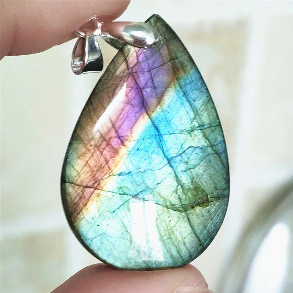 

Natural Blue Light Labradorite Women Men Pendant 36x24x10mm Water Drop Labradorite Gemstone Necklace Jewelry Fashion AAAAA