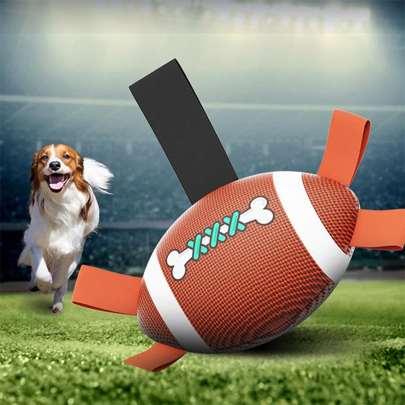 

Interactive Dog Football Toys with Grab Tabs Rugby Puppy Toys Puppy Accessories Pet Products Non-toxic Durable Training Balls