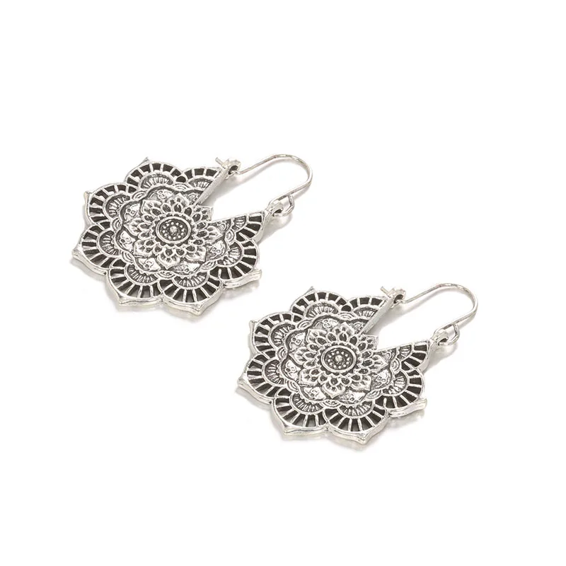 Yobest индийские этнические латунные серьги висячие с цветком богато украшенные