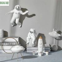 nordic decor sculpture home character astronaut statue office rocket ufo hero miniatures model creative figure figurines crafts