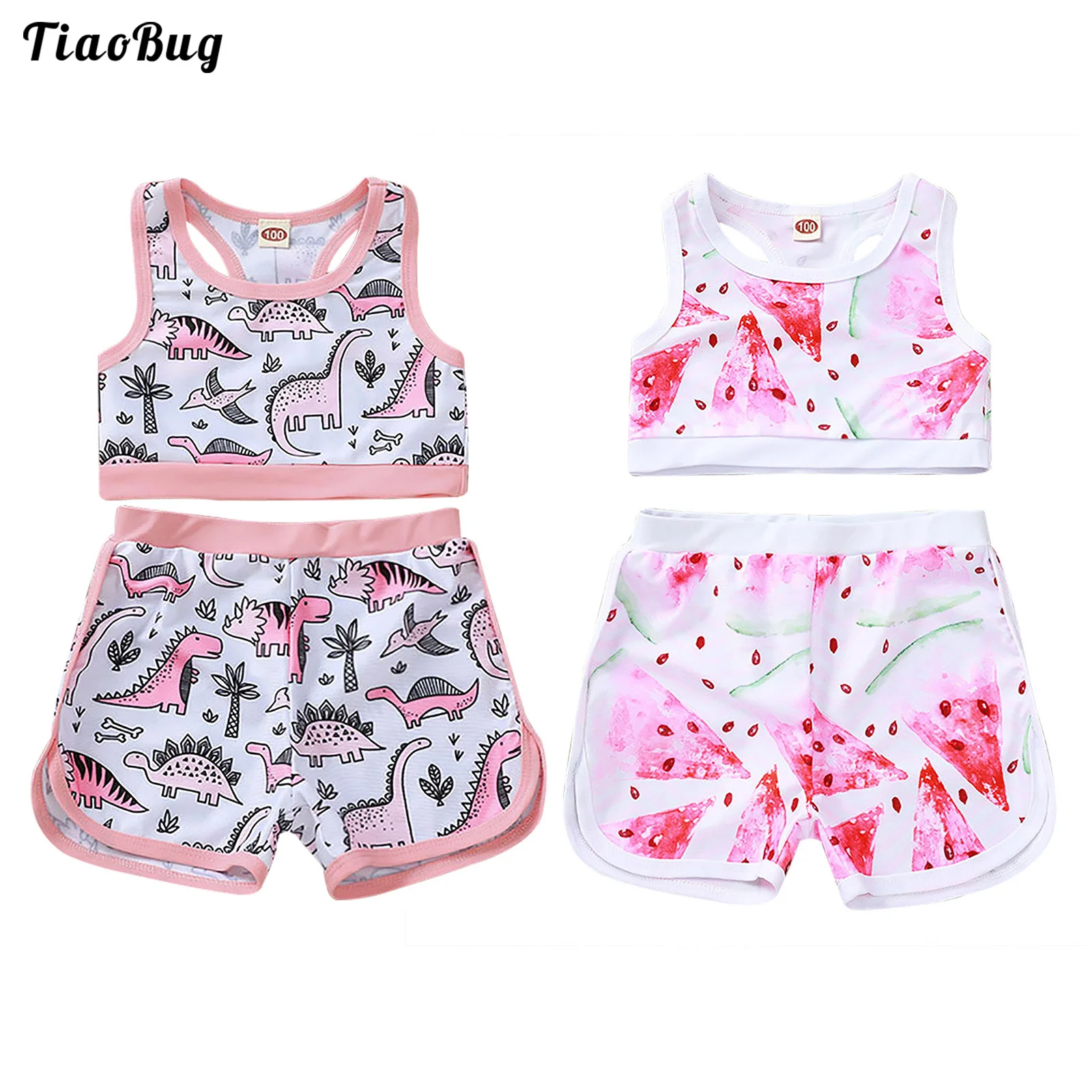 Летние Купальники для маленьких девочек 2 шт. бикини без рукавов с принтом арбуза