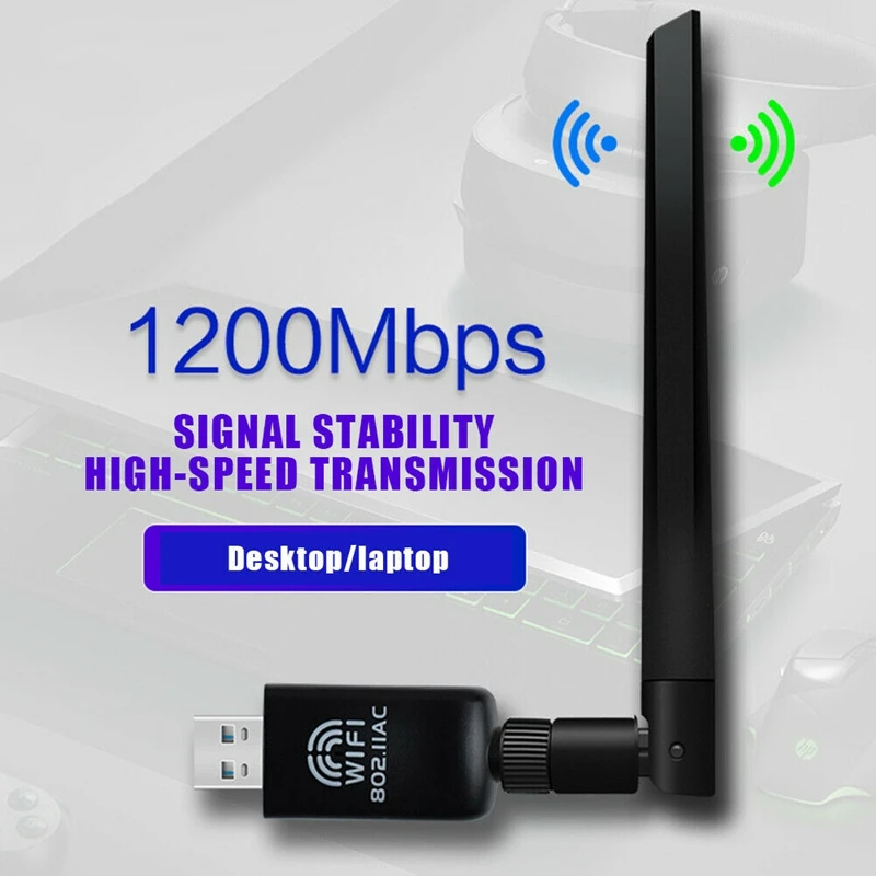 1200 Мбит/с USB Wifi беспроводной адаптер пк сетевой LAN Карта двухдиапазонный 2 4G/5 ГГц с