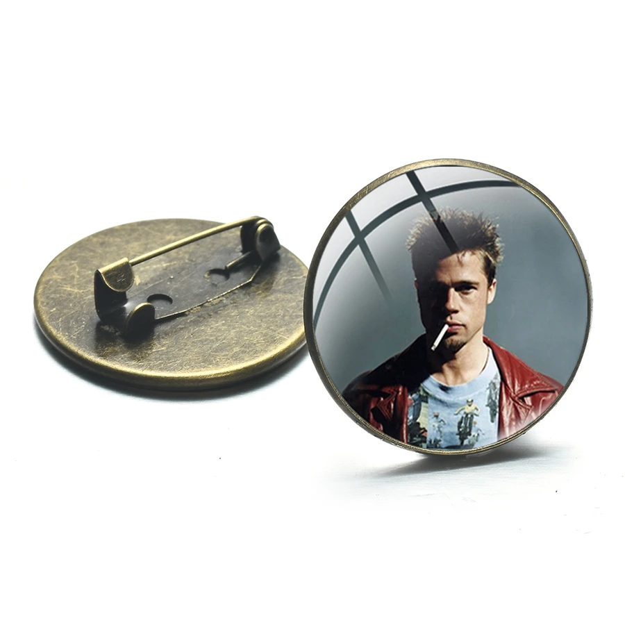 SIAN Simple Letter Print Fight Club Series Brooch Pins Glass Dome Movie Poster Bronze Badge for Fans Backpack Collected Souvenir | Ювелирные