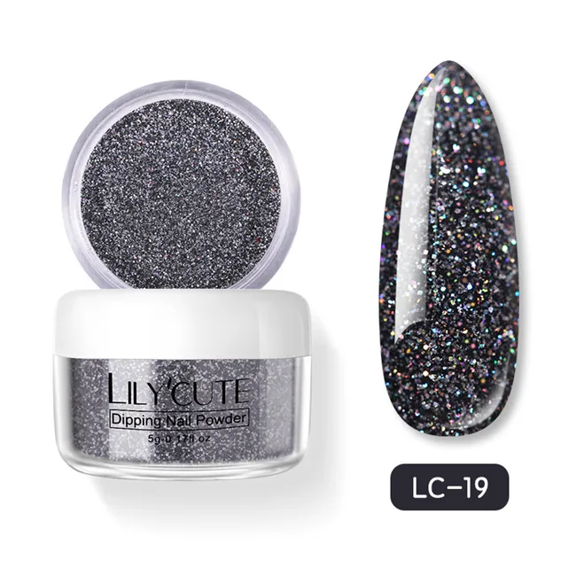 LC 19 LILYCUTE Dipping порошок для ногтей градиентный цвет ногтей Dip порошок для ногтей украшения для ногтей Блеск порошок погружение блестящие украшения - Цвет: LC 19