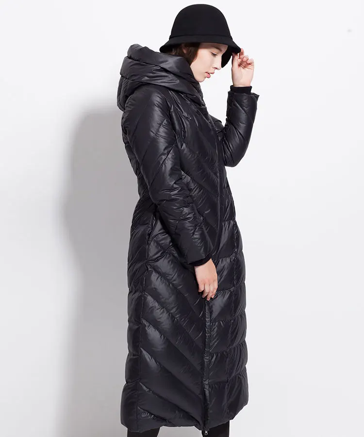 

Plus Size 3XL New Winter Duck Down Jacket Women Long Coats European Thick Female Warm Clothes Stand Up Collar LX387