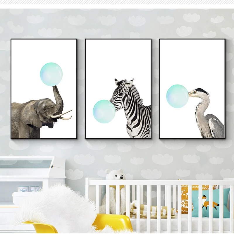 Детский слон Зебра утка сафари принты лесные животные Холст Искусство Плакат для