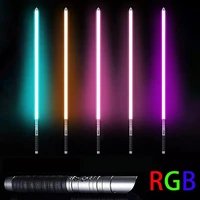 rgb metal handle lightsaber cosplay double edged laser sword 7 colors change play switchable sound and light for boys girls gift