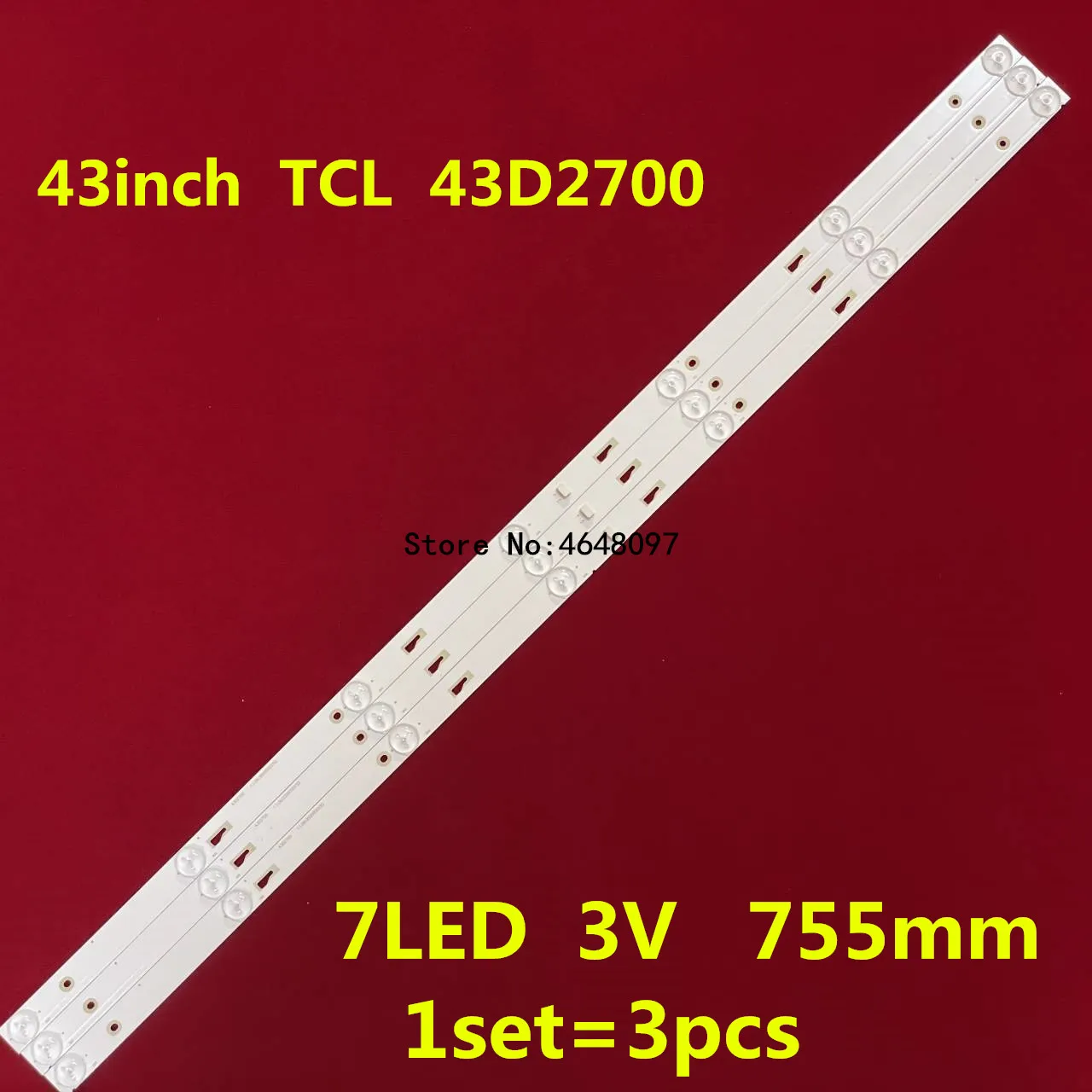 led spotlight bar New original 1set=3pcs LED backlight strip for  43 inch TCL 43D2700 43HR332M07A0  1PCS=7LED 755mm ceiling spotlights led