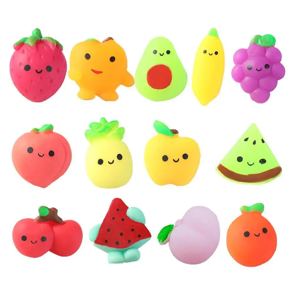 

13 Styels Cute Fruit Series Anti-stress Squeeze Toys Mini Soft Silicone Animal Hand Squeeze Music Antistress Decompression Toy
