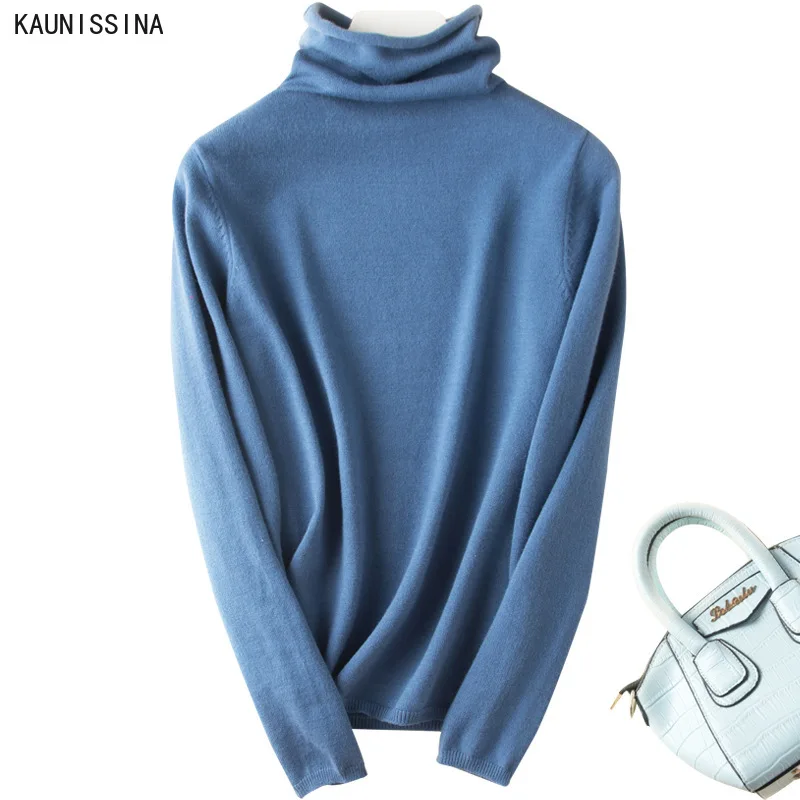 

Women's Cashmere Sweater Casual Long Sleeve Turtleneck Wool Pullover Ladies Winter Elastic Bottoming Knitted Top Jersey Sweaters