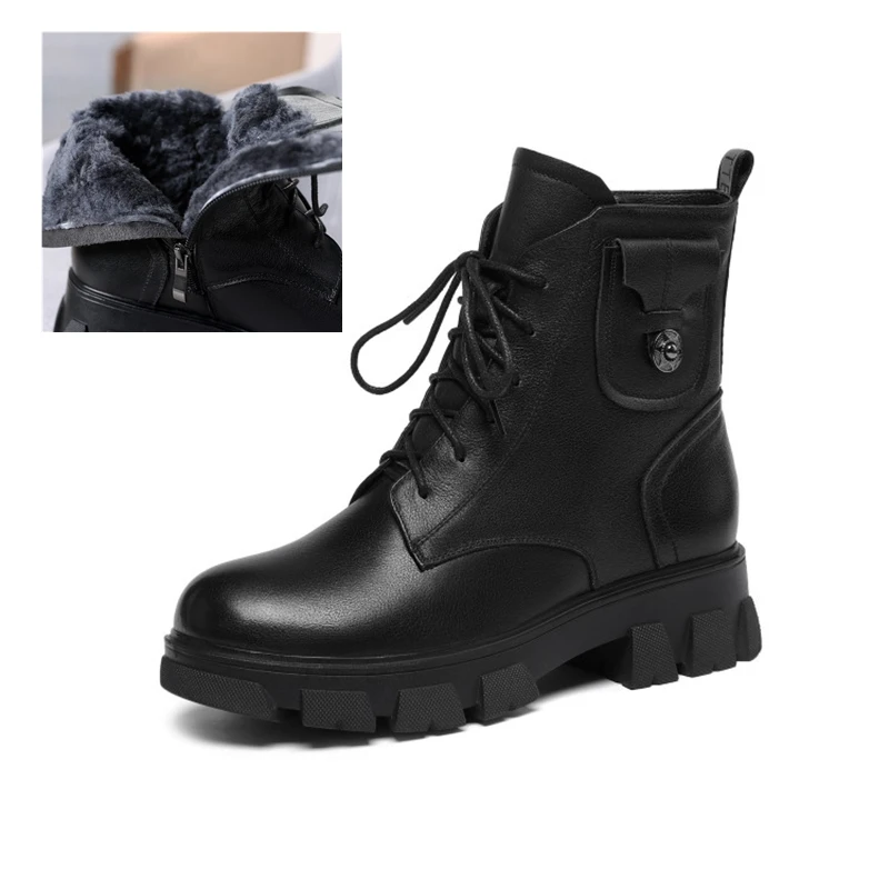 REAVE CAT Russia Minus 30 Degrees Real Warm Wool Boots Winter Anti Slip Thick Heel Real Leather Cool Designer Lace Up Ankle 40