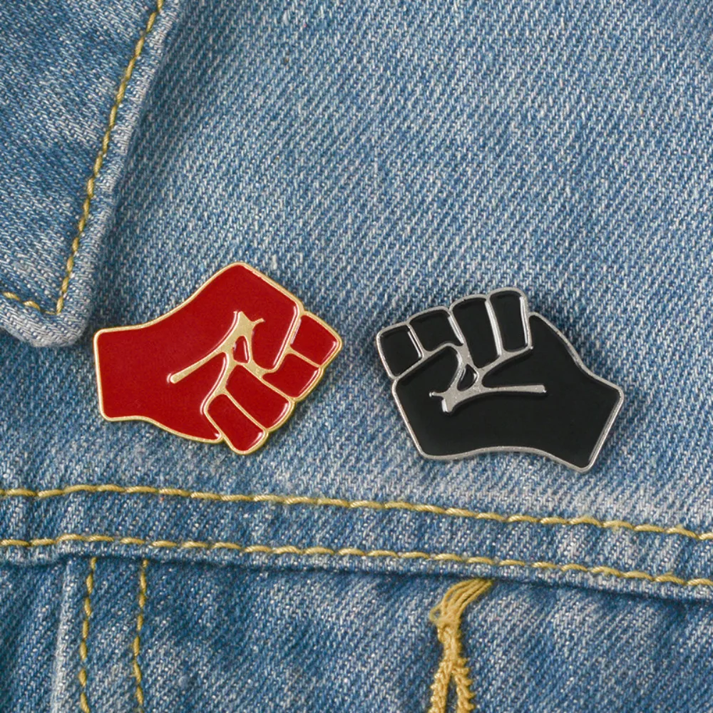 

Raised Fist of Solidarity Enamel Pin Red Black Brooch Bag Hat Clothes Lapel Pin Badge Black Lives Matter Jewelry Gift