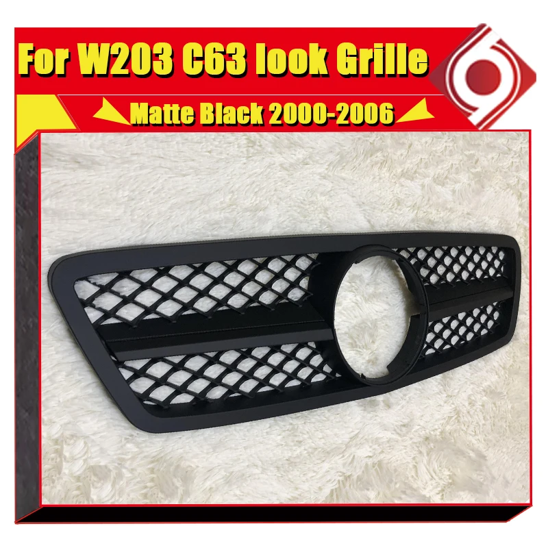 Для Mercedes C Class C203 W203 Sedan Sports C63 Grill Grills ABS Matter Black Add on Style прямая 1:1 замена 2000-06 |