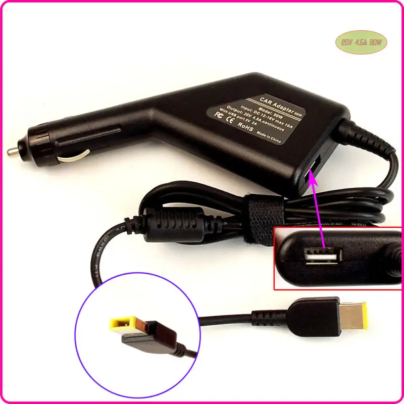 Автомобильный адаптер питания постоянного тока зарядное устройство + USB порт для