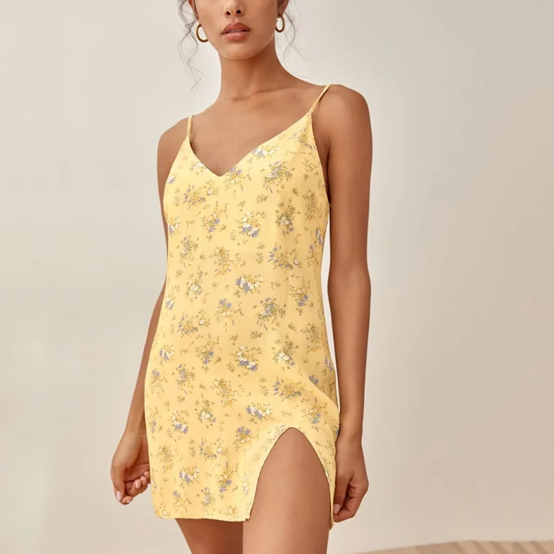 

Summer V Neck Beach Mini Dress Women Printed Vintage Mini Dresses 2021 Sleeveless Casual Ladies Sundress Vestidos Mujer