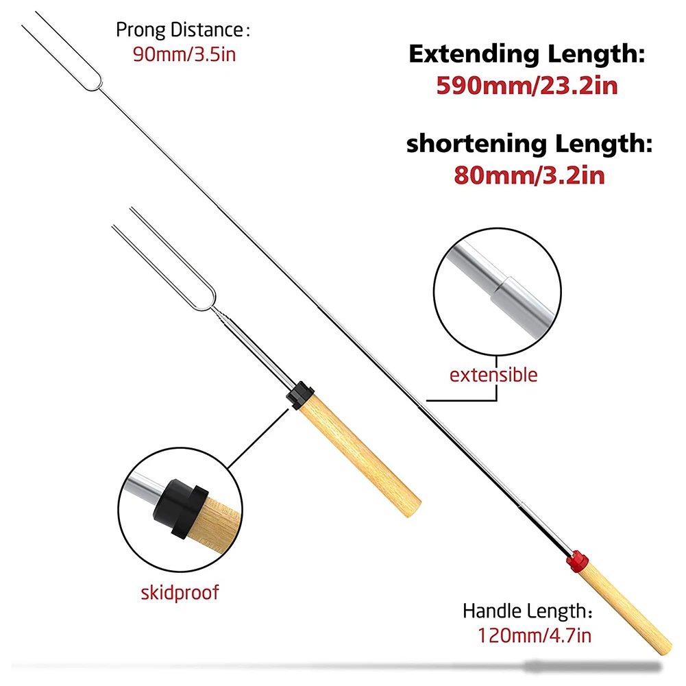 Палка для запекания из нержавеющей стали набор зефира раздвижная двойная вилка
