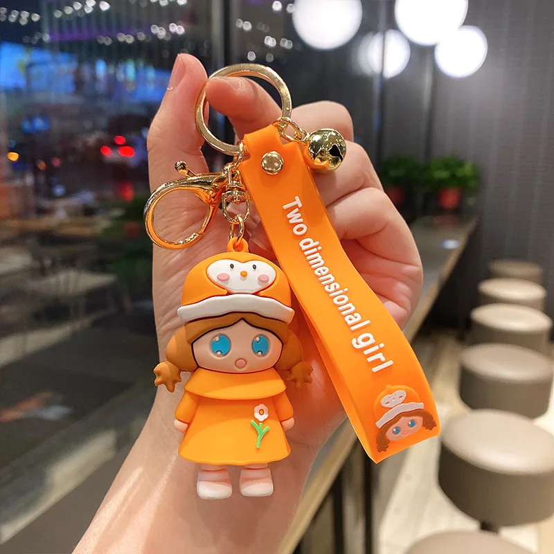 

Cartoon Cute Girl With Hat Keyring Student Backpack Pendant Car Seat Pendant Keychains Friend Keychain Christmas Birthday