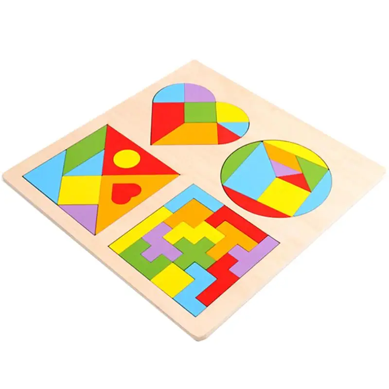 4 in 1 Creative Wooden Puzzle Exercise Practical Ability Color Cognition Geometric Color Jigsaw Baby Wisdom Development Toy